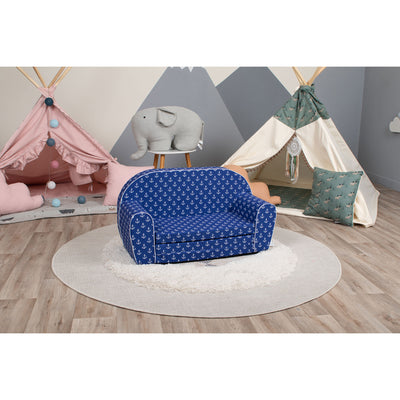 Delsit Toddler Couch and Kids 2 in 1 Flip Open Foam Double Sofa, Navy Anchors