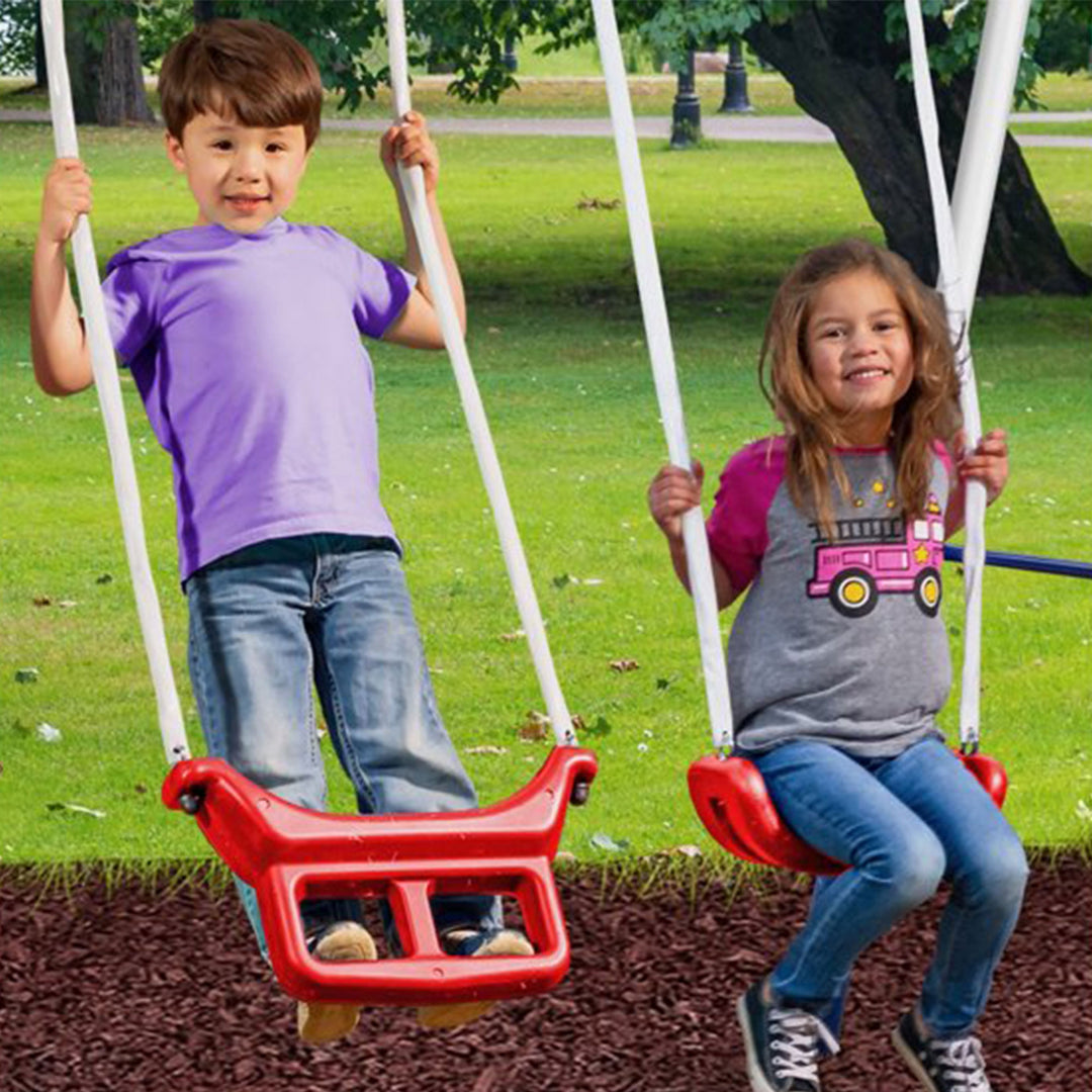 XDP Recreation Freedom Fun Play Swing Set w/See Saw, Super Disc, Swings, & Slide