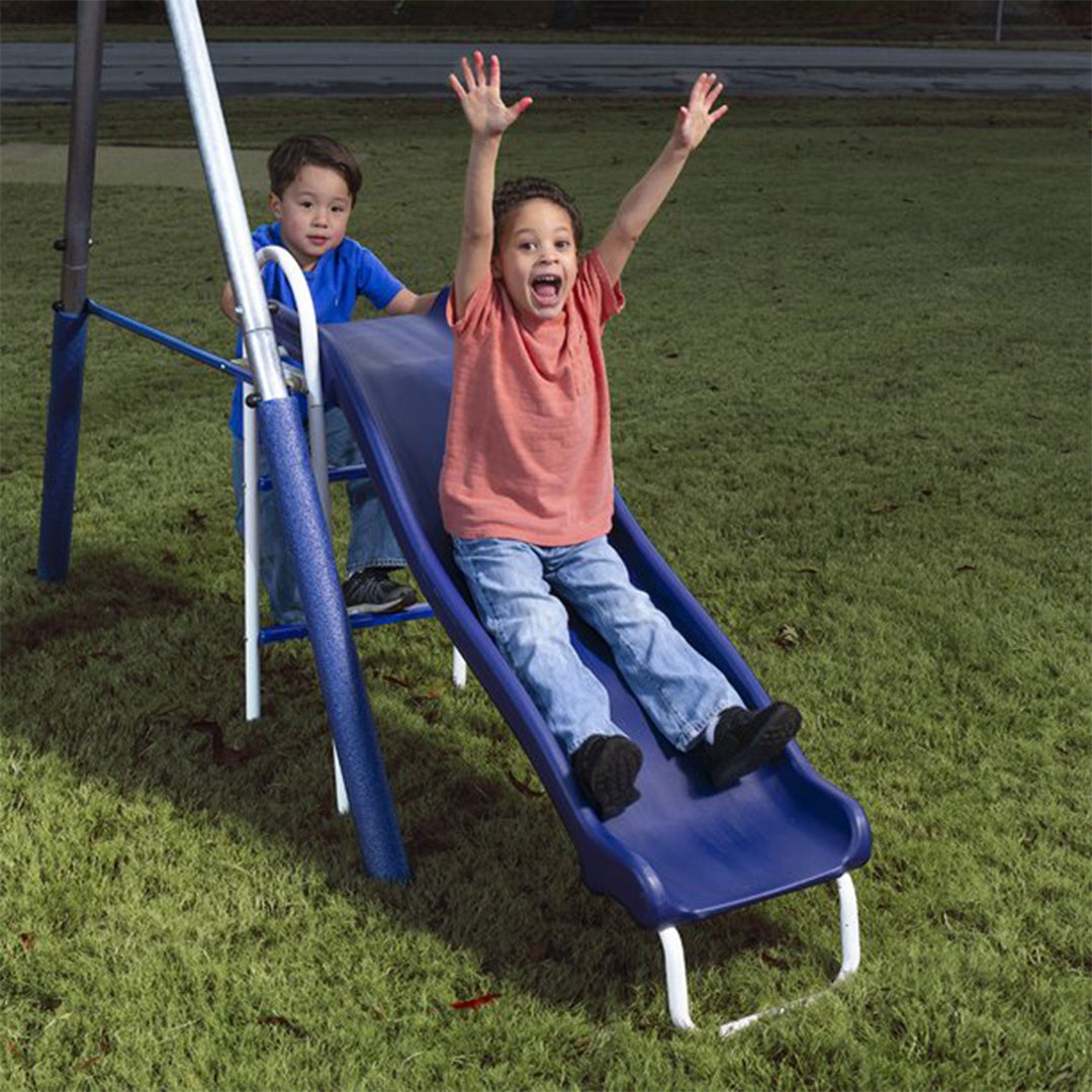 XDP Recreation Freedom Fun Play Swing Set w/See Saw, Super Disc, Swings, & Slide