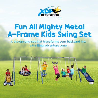 XDP Recreation Fun All Mighty Swing Set w/See Saw, Super Disc, Swings, & Slide