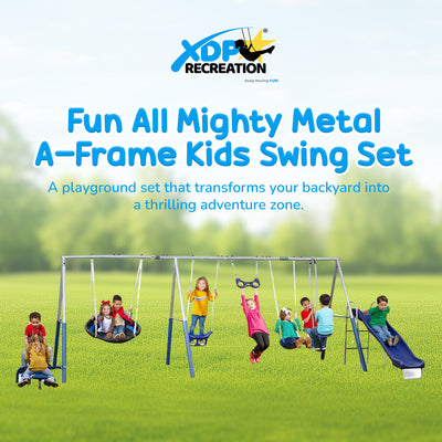 XDP Recreation Fun Swing Set w/See Saw, Super Disc, Swings, & Slide (Open Box)