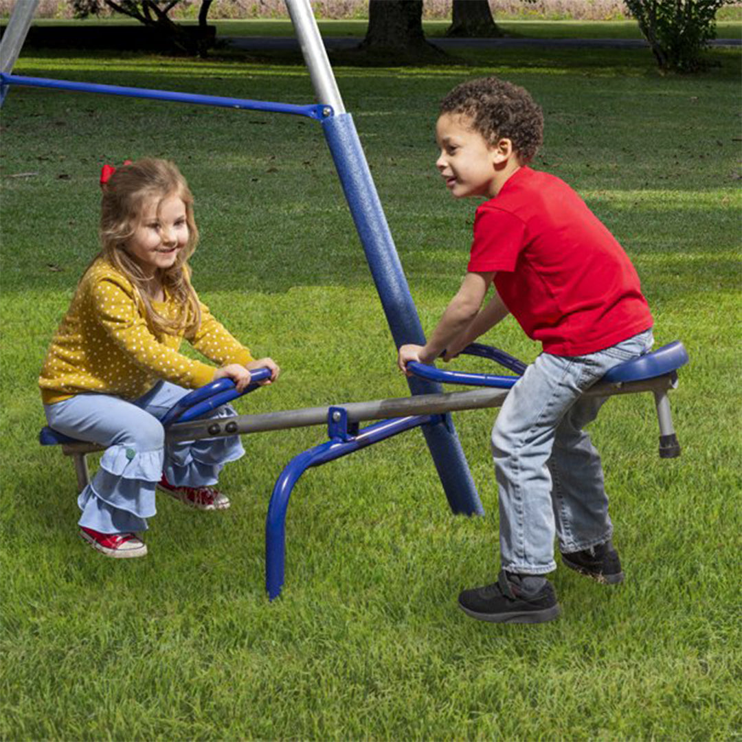 XDP Recreation Fun All Mighty Swing Set w/See Saw, Super Disc, Swings, & Slide