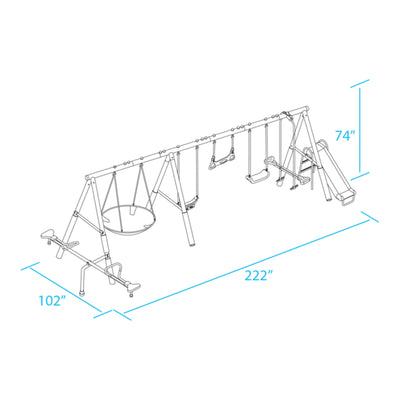 XDP Recreation Fun Swing Set w/See Saw, Super Disc, Swings, & Slide (For Parts) - VMInnovations