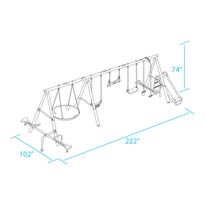 XDP Recreation Fun Swing Set w/See Saw, Super Disc, Swings, & Slide (Open Box)