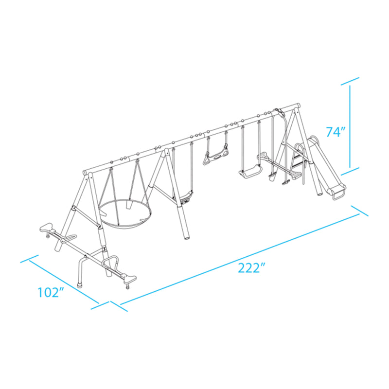XDP Recreation Fun Swing Set w/See Saw, Super Disc, Swings, & Slide (Open Box)