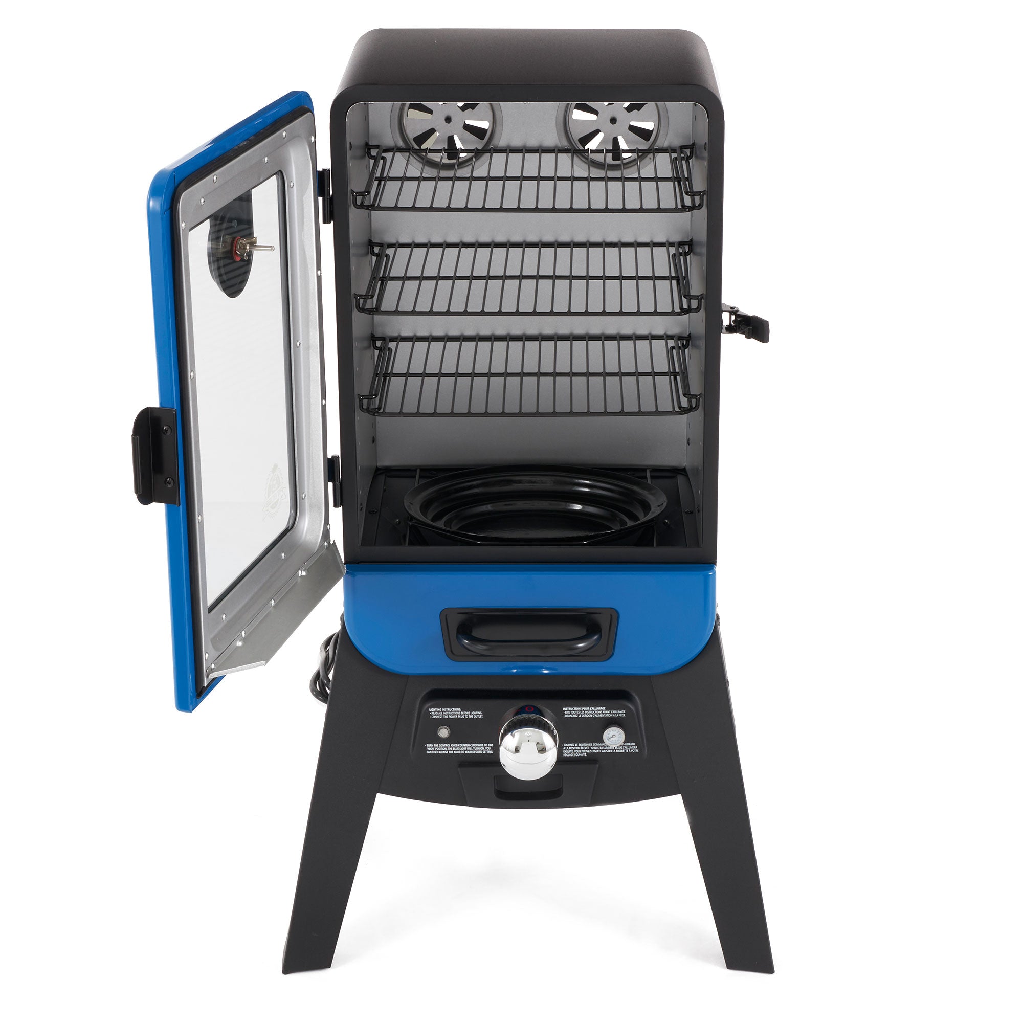 Pit Boss Blazing Vertical Analog Electric Wood Chip Smoker with Window, Blue