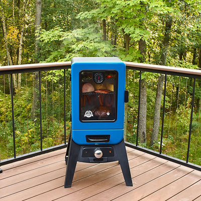 Pit Boss Blazing Vertical Analog Electric Wood Chip Smoker with Window, Blue