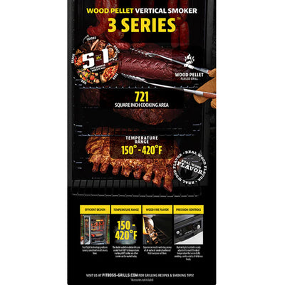 Pit Boss Copperhead 3 Series Wood Pellet Vertical Smoker & 40lb Bag Wood Pellets - VMInnovations