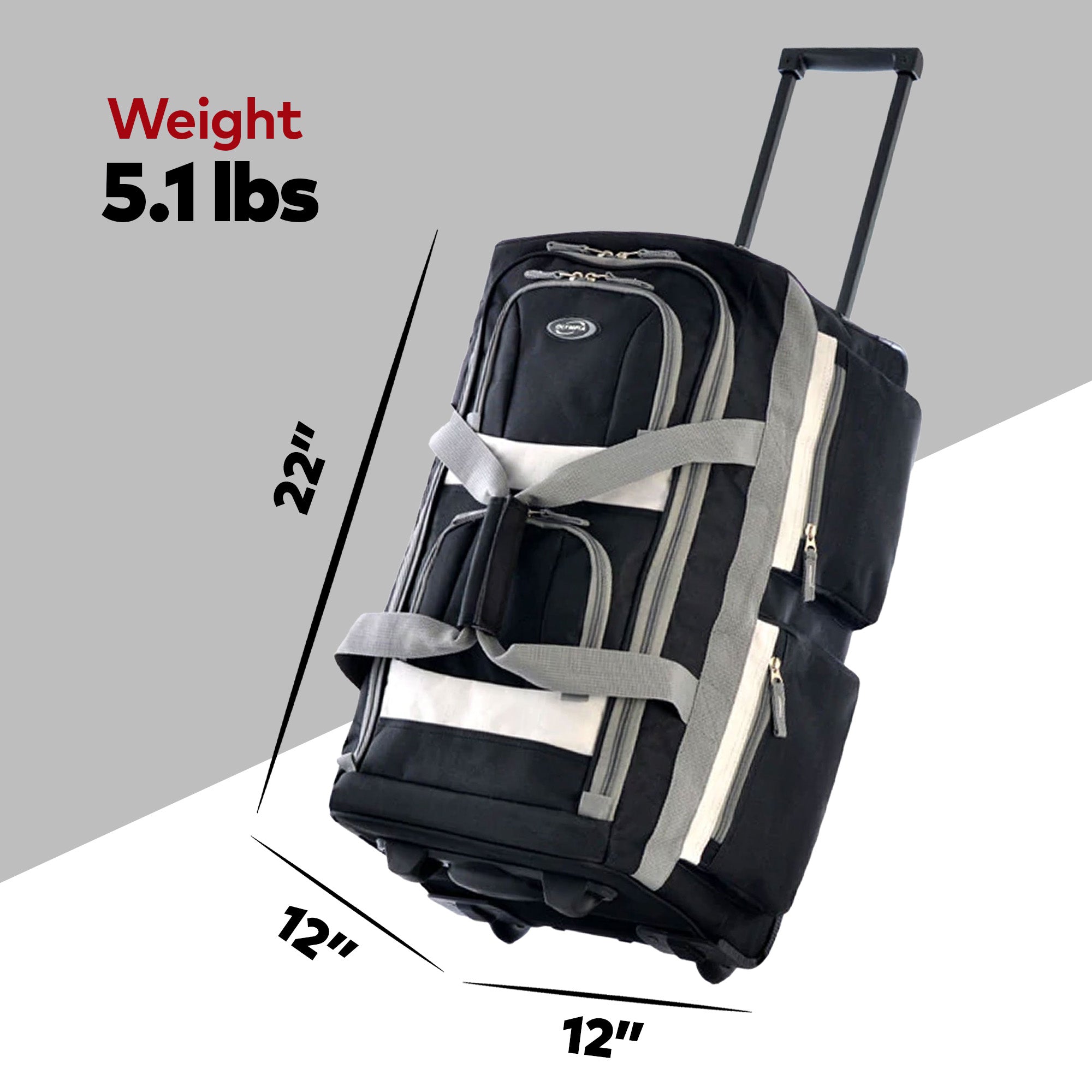 Olympia 22" 8 Pocket Rolling Duffel Bag with Retractable Handle (Open Box) - VMInnovations