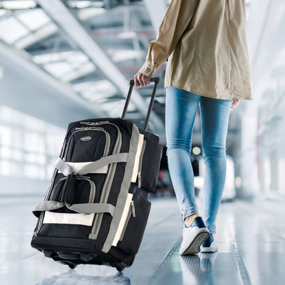 Olympia 22" 8 Pocket Rolling Duffel Bag with Retractable Handle (Open Box) - VMInnovations