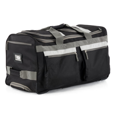 Olympia 26 Inch 8 Pocket U Shape Rolling Duffel Bag w/ Retractable Handle, Black - VMInnovations