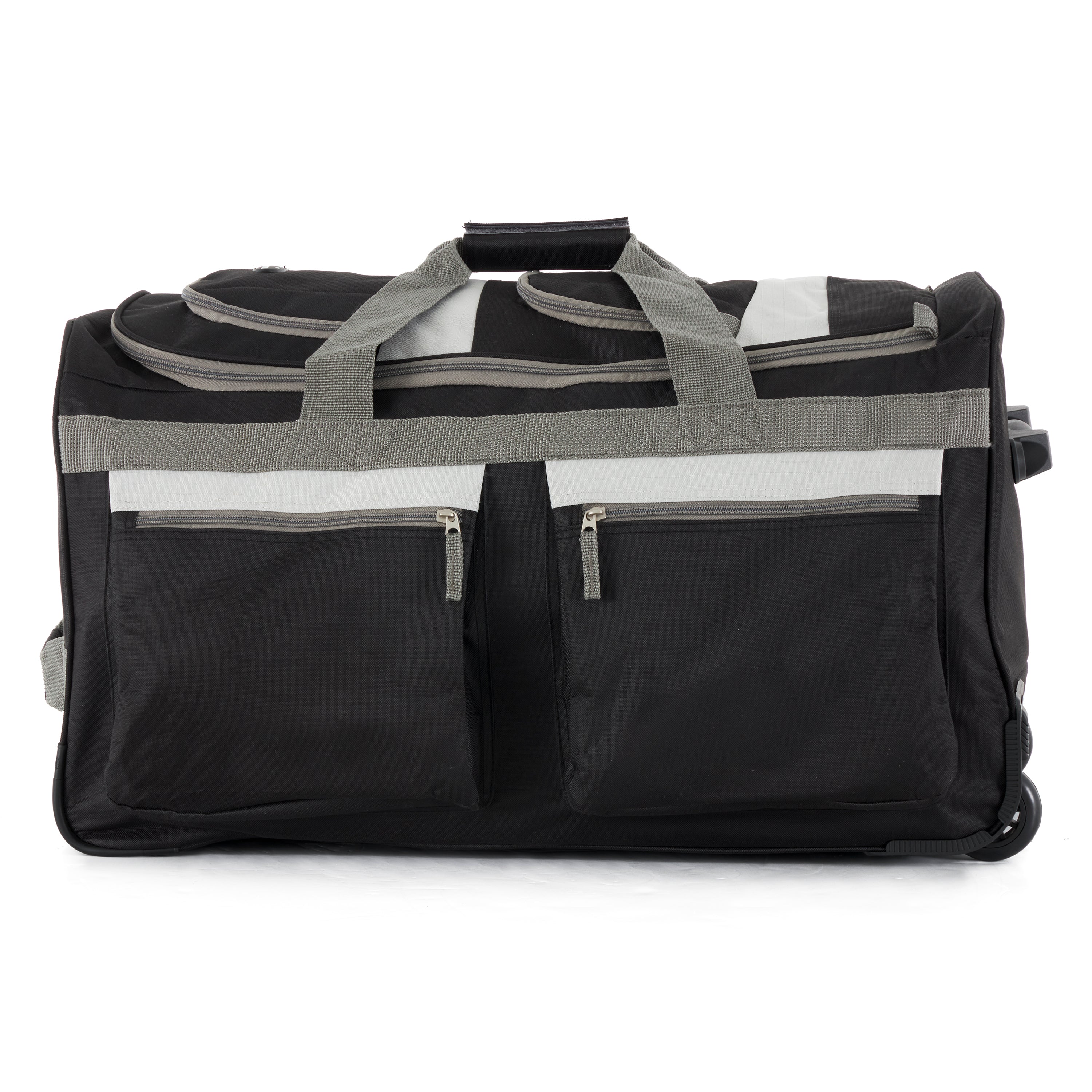 Olympia 26 Inch 8 Pocket U Shape Rolling Duffel Bag w/ Retractable Handle, Black - VMInnovations