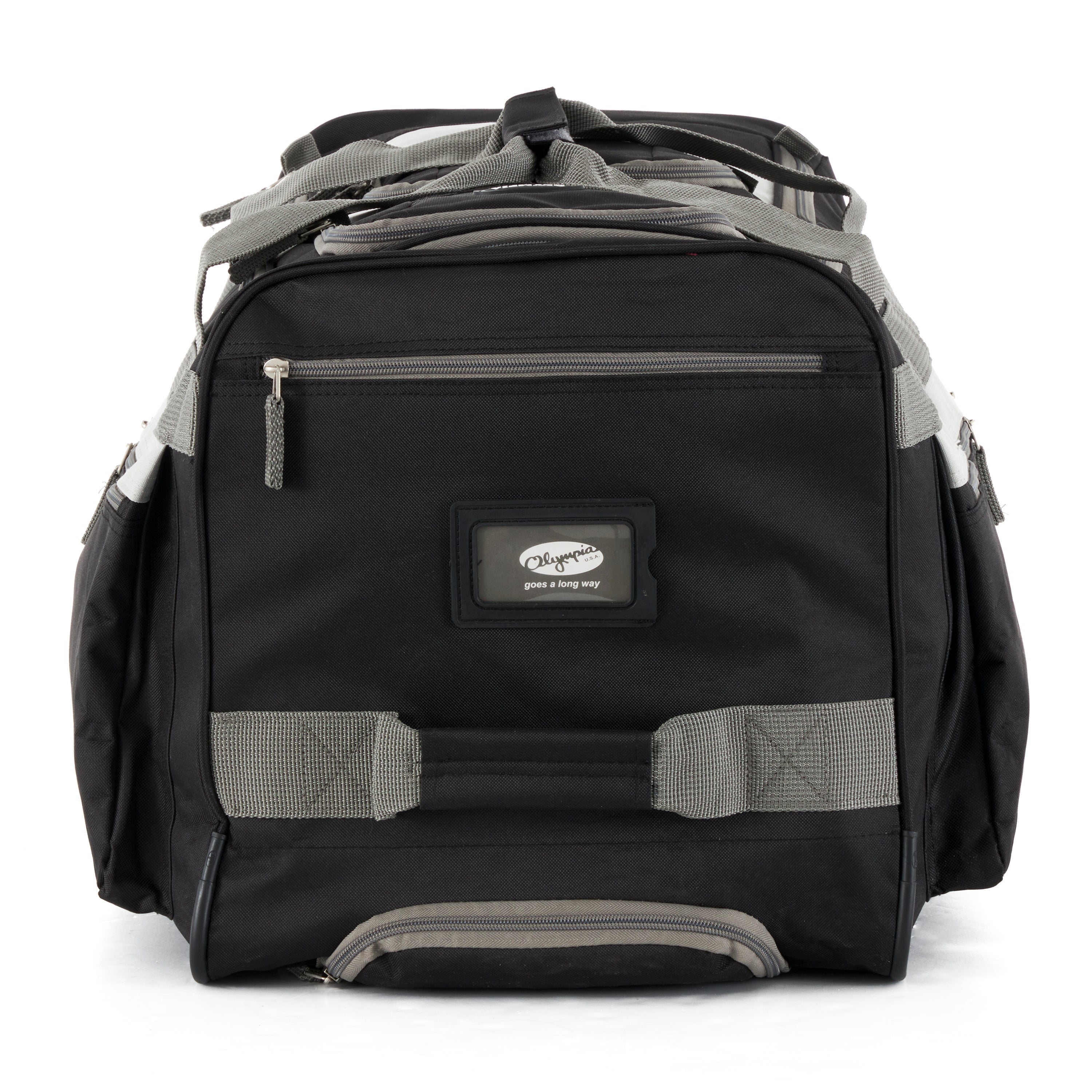 Olympia 26 Inch 8 Pocket U Shape Rolling Duffel Bag w/ Retractable Handle, Black - VMInnovations