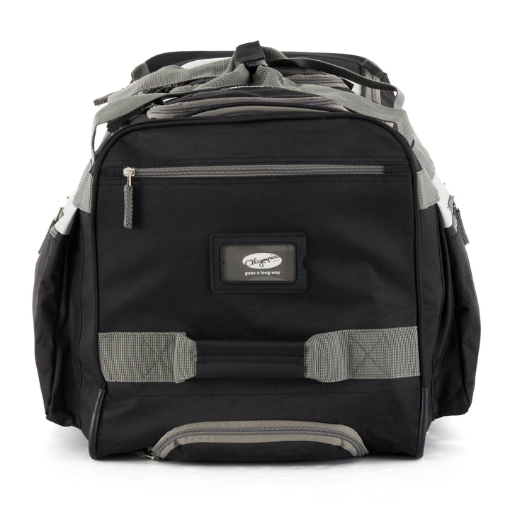 Olympia 26 Inch 8 Pocket U Shape Rolling Duffel Bag w/ Retractable Handle, Black