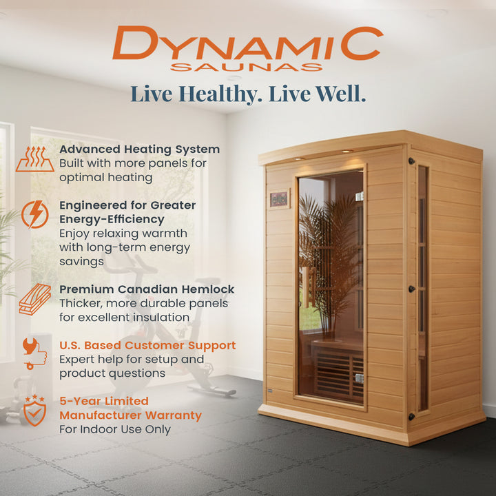 Dynamic Saunas Toulouse 2 Person Infrared Sauna w/Speakers, Canadian Hemlock - VMInnovations