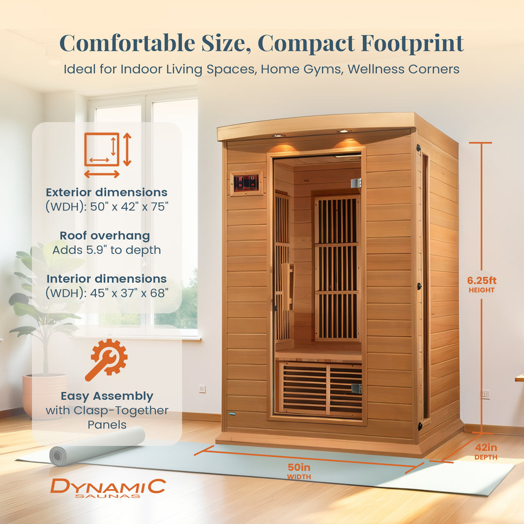 Dynamic Saunas Toulouse 2 Person Infrared Sauna w/Speakers, Canadian Hemlock - VMInnovations
