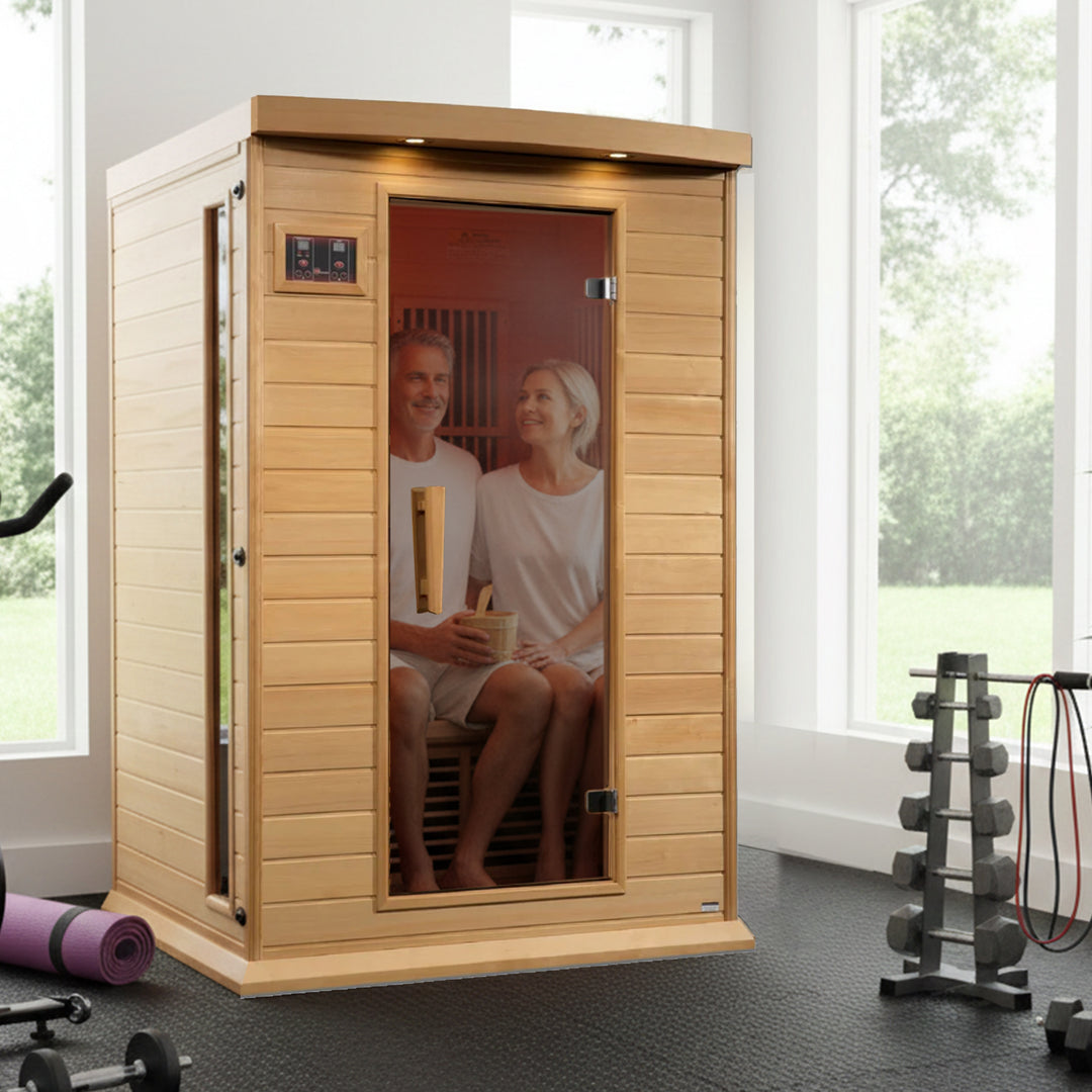 Dynamic Saunas Toulouse 2 Person Infrared Sauna w/Speakers, Canadian Hemlock - VMInnovations