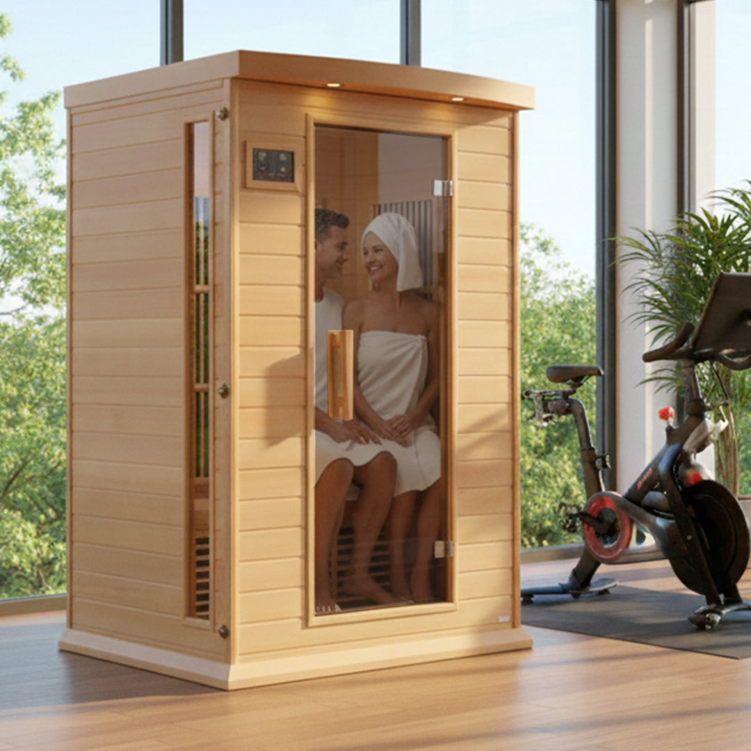 Dynamic Saunas Toulouse 2 Person Infrared Sauna w/Speakers, Canadian Hemlock - VMInnovations
