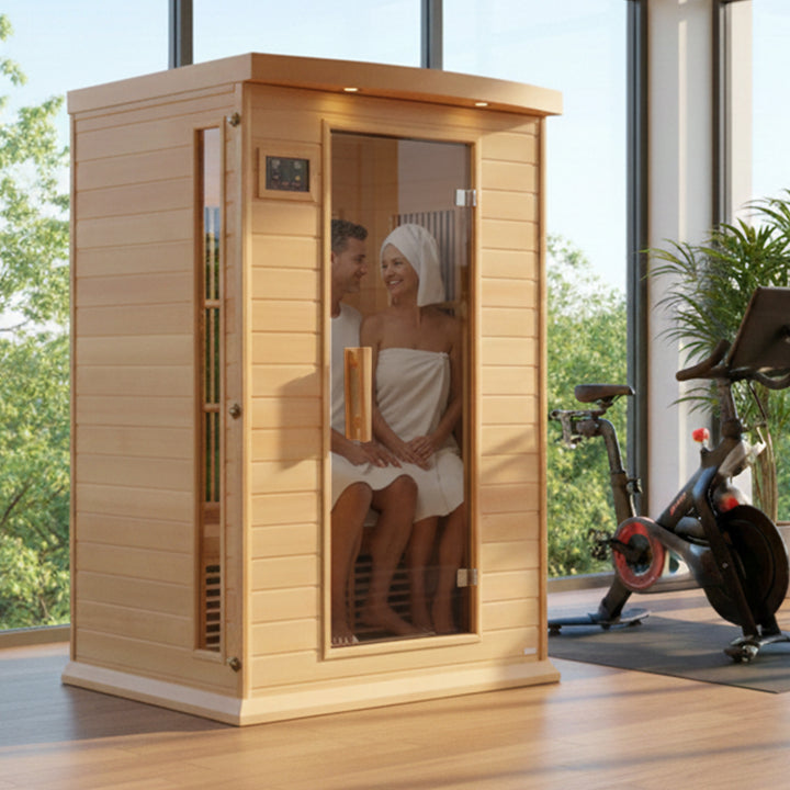 Dynamic Saunas Toulouse 2 Person Infrared Sauna w/Speakers, Canadian Hemlock - VMInnovations