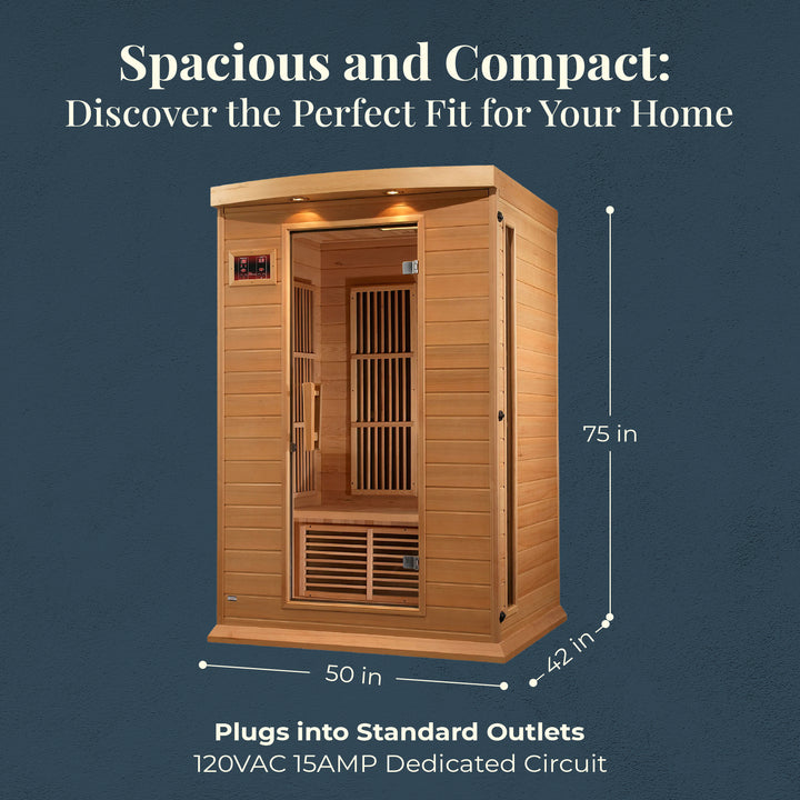 Dynamic Saunas Toulouse 2 Person Infrared Sauna w/Speakers, Canadian Hemlock