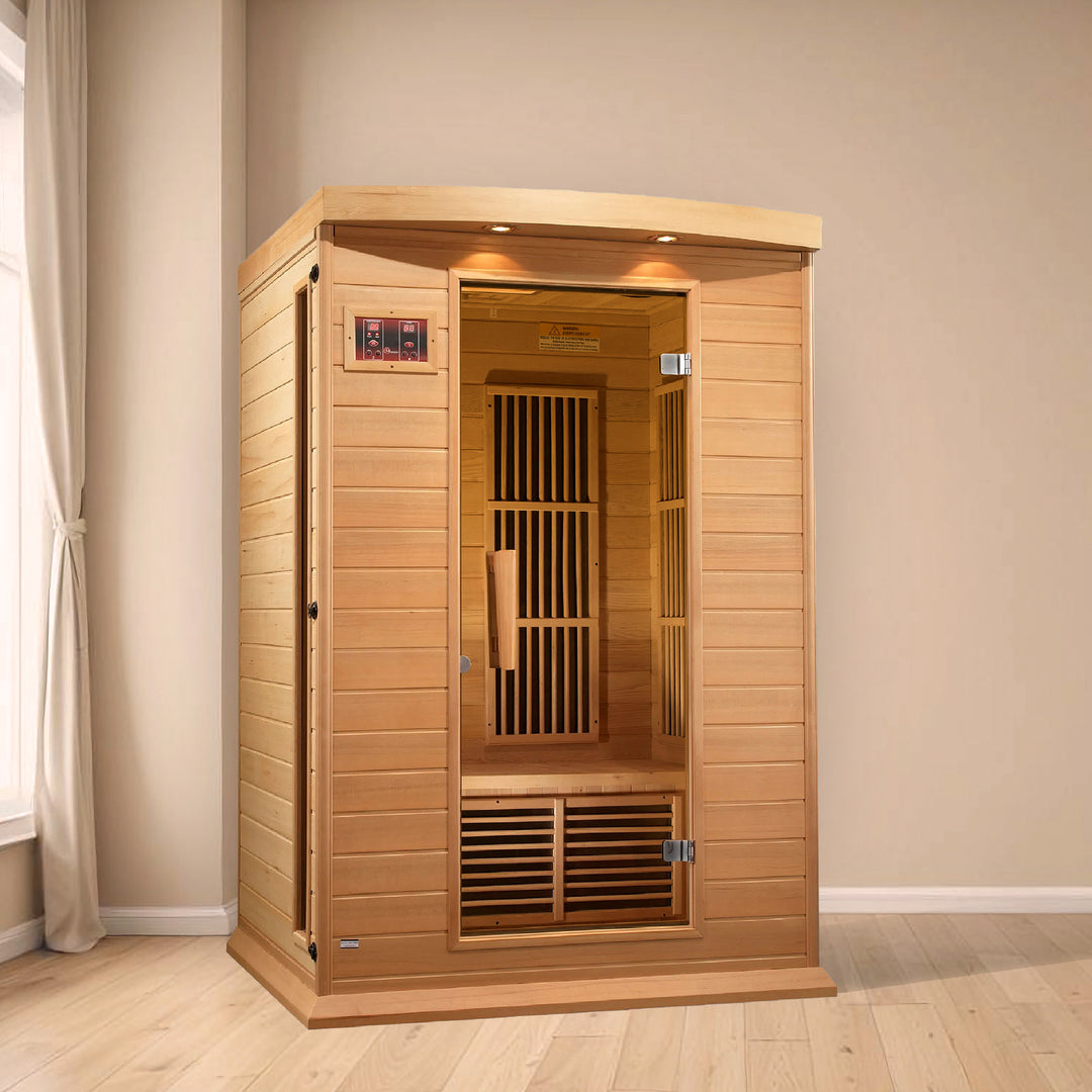 Dynamic Saunas Toulouse 2 Person Infrared Sauna w/Speakers, Canadian Hemlock