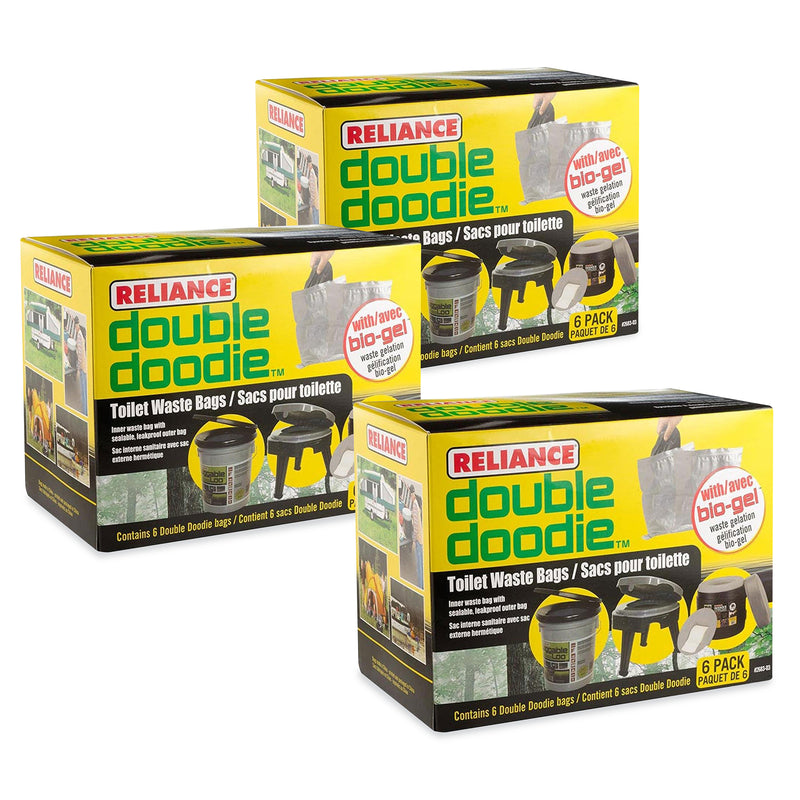 Reliance Products Double Doodie Portable Toilet Waste Bags w/Bio Gel (18 Pack)