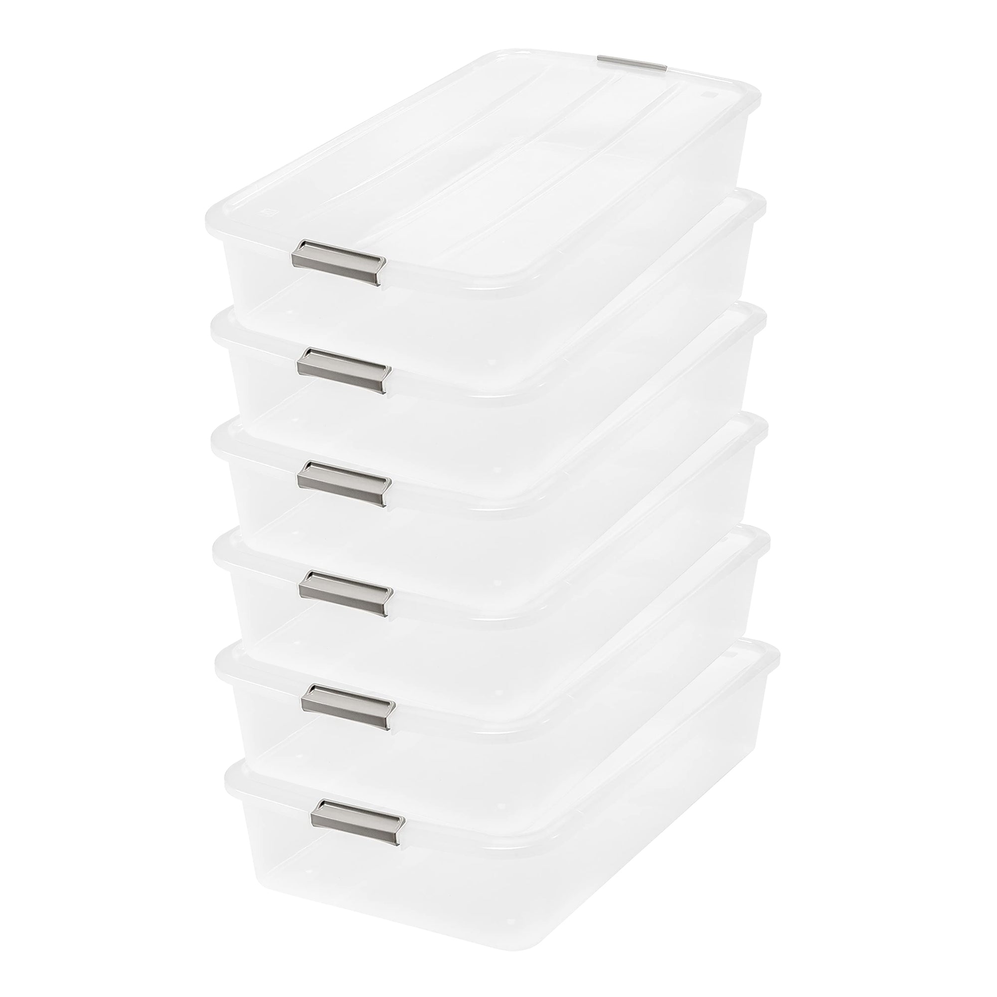 IRIS USA 50qt Clear Plastic Underbed Latched Stack Storage Container (6 Pack)
