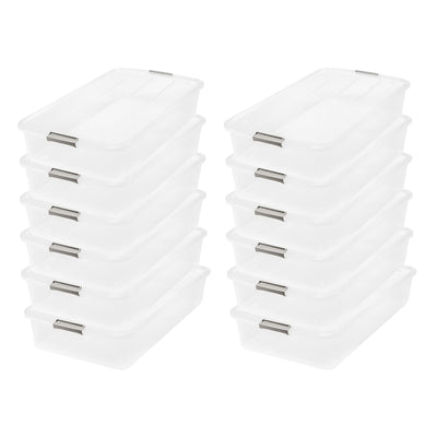 IRIS USA 50qt Clear Plastic Underbed Latched Stack Storage Container (12 Pack)
