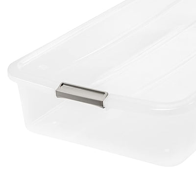 IRIS USA 50qt Clear Plastic Underbed Latched Stack Storage Container (12 Pack)