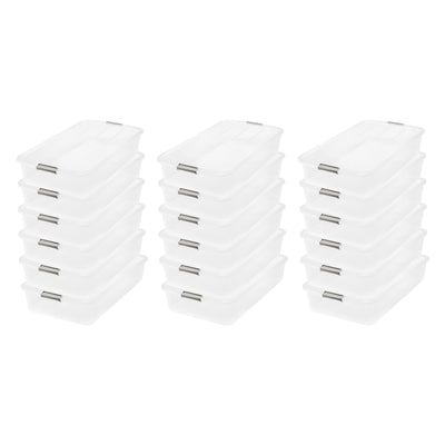 IRIS USA 50qt Clear Plastic Underbed Latched Stack Storage Container (18 Pack)