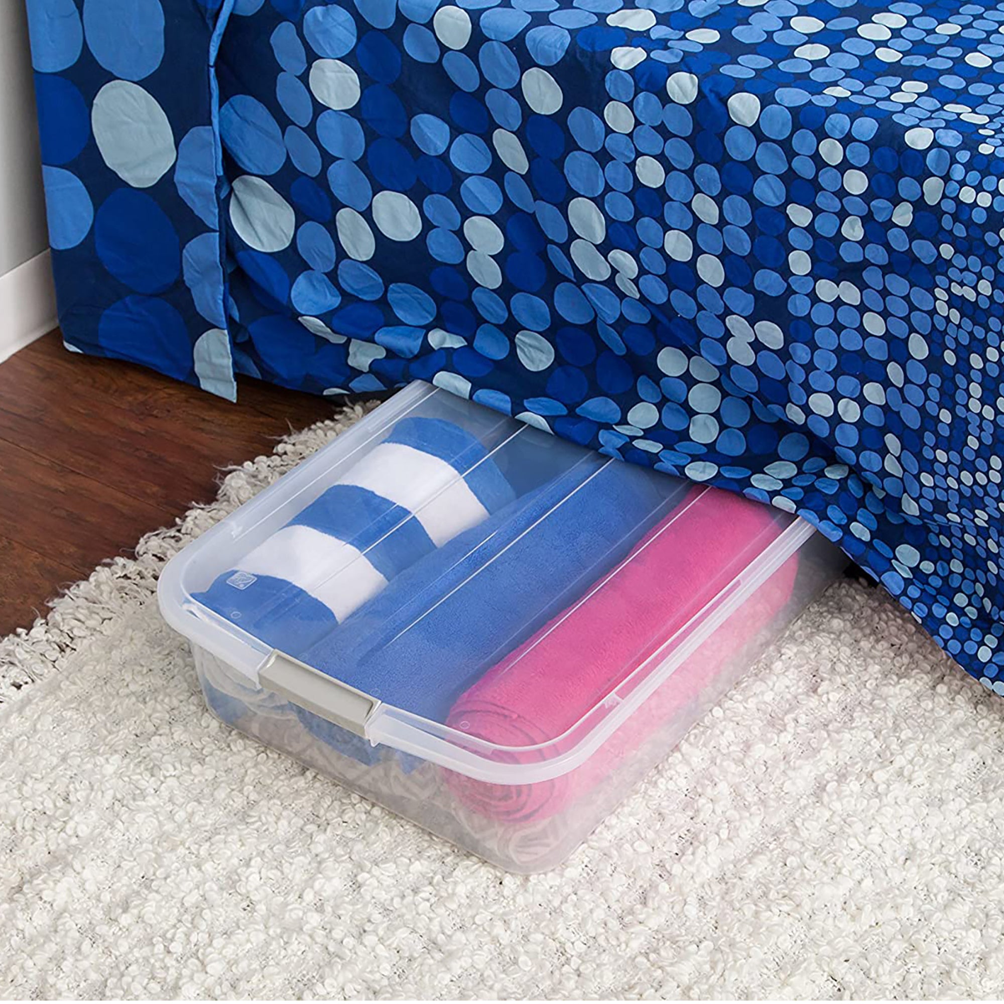 IRIS USA 50qt Clear Plastic Underbed Latched Stack Storage Container (18 Pack)