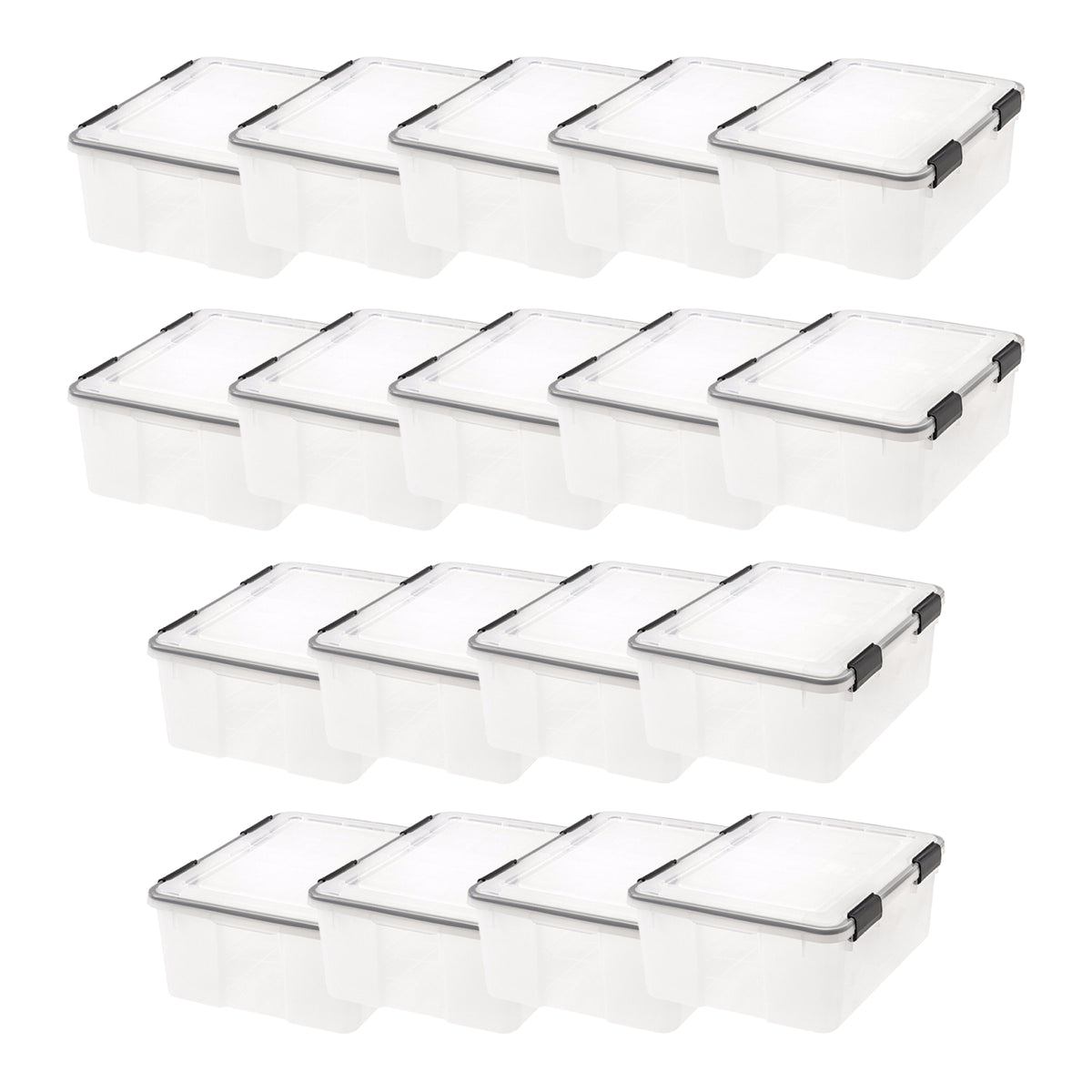IRIS USA 30.6qt Clear Plastic Weathertight Plastic Storage Container (18 Pack)