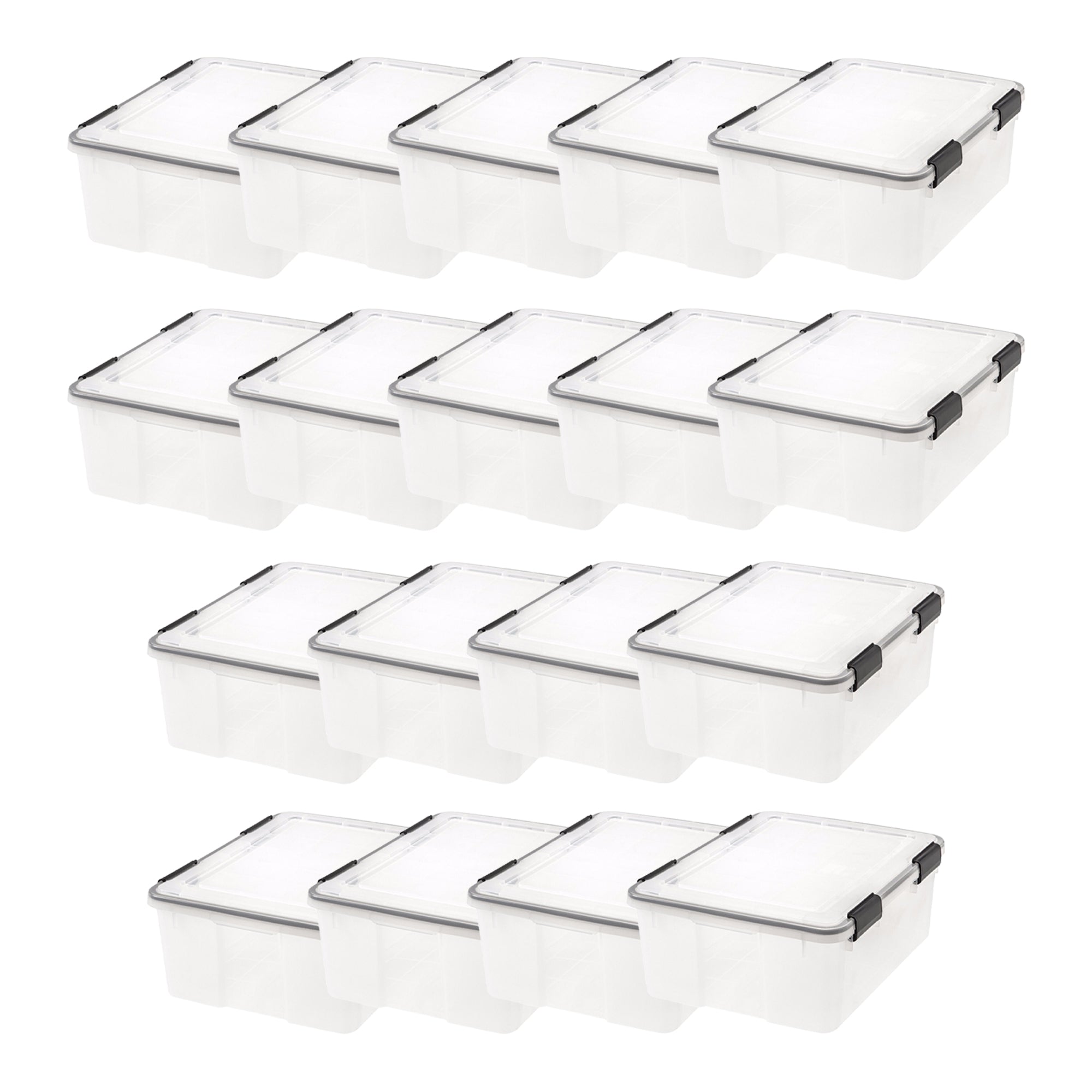 IRIS USA 30.6qt Clear Plastic Weathertight Plastic Storage Container (18 Pack)