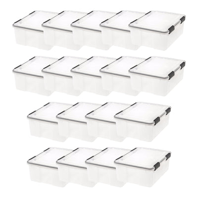 IRIS USA 30.6qt Clear Plastic Weathertight Plastic Storage Container (18 Pack)