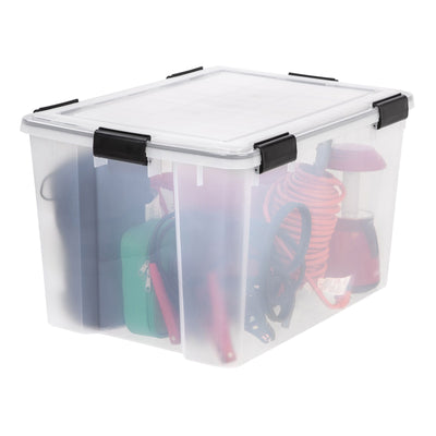 IRIS USA Weathertight 74 Quart Buckle Down Storage Latch Box Container (12 Pack)