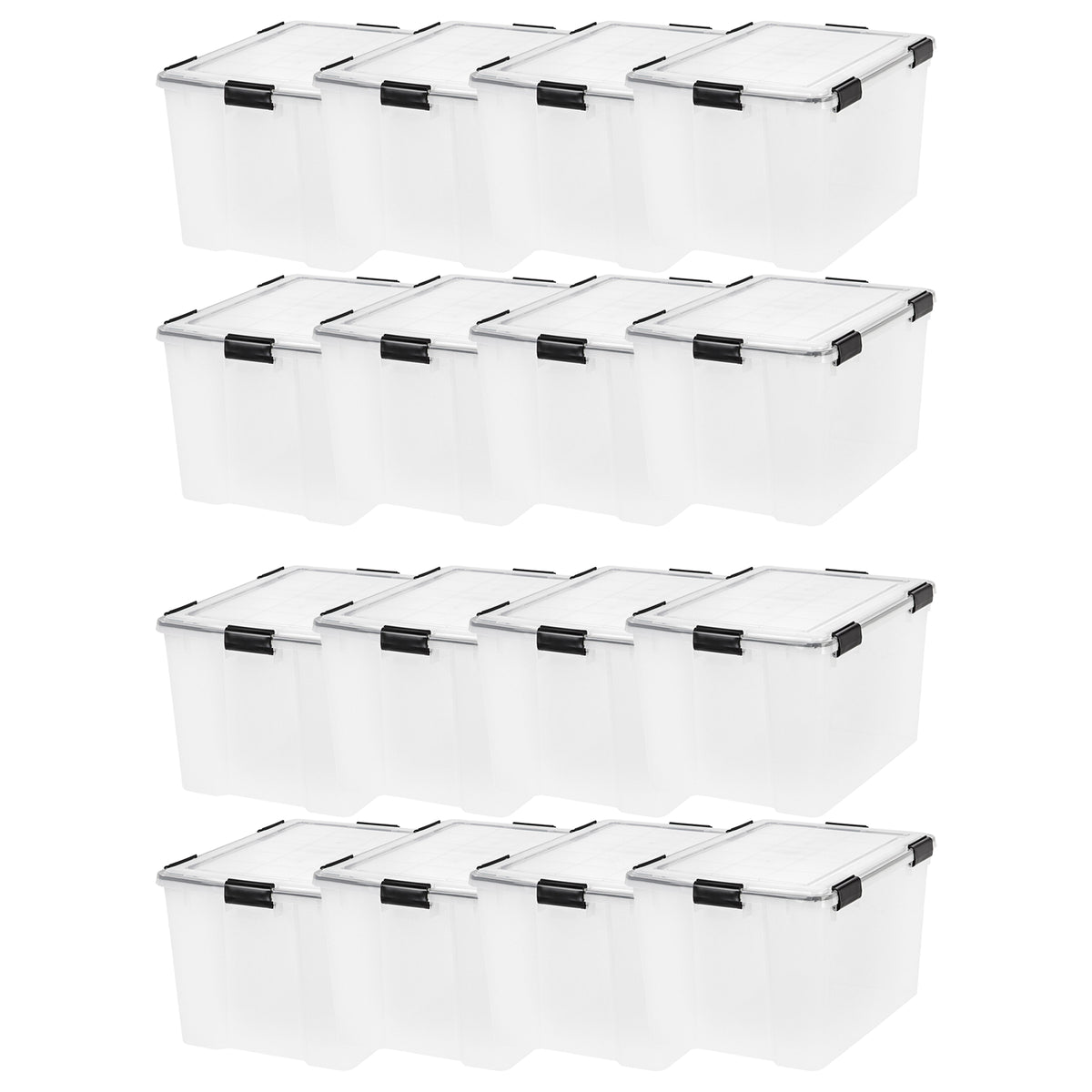 IRIS USA Weathertight 74 Quart Buckle Down Storage Latch Box Container (16 Pack)