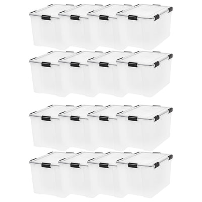IRIS USA Weathertight 74 Quart Buckle Down Storage Latch Box Container (16 Pack)