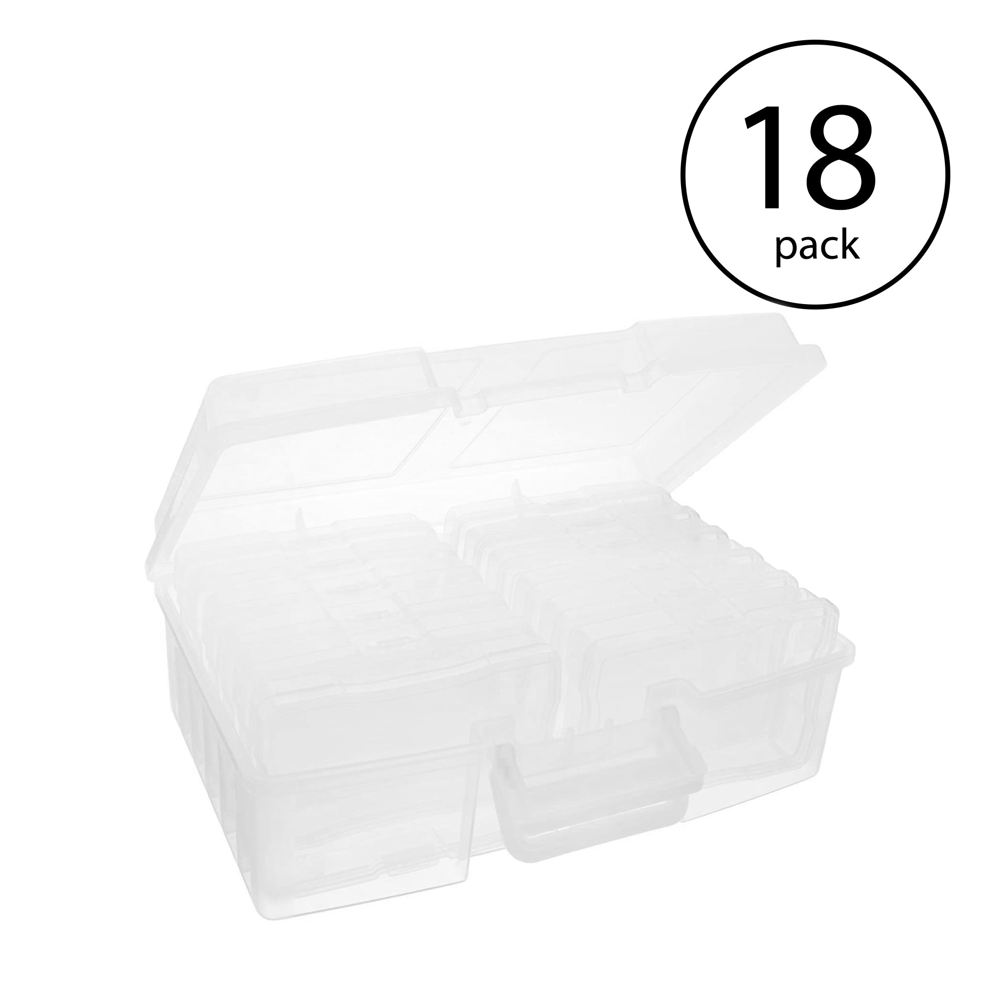IRIS USA Large Plastic Photo Craft Keeper with 12 4x6in Cases & Handle (18 Pack)
