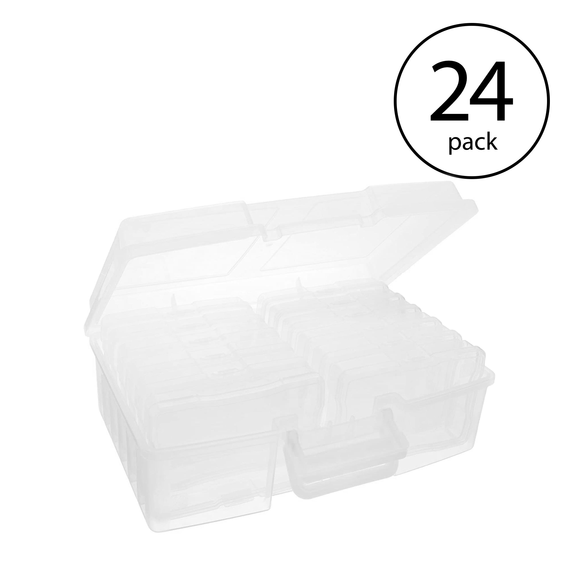 IRIS USA Large Plastic Photo Craft Keeper with 12 4x6in Cases & Handle (24 Pack)