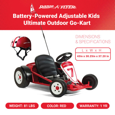 Radio Flyer Battery-Powered Kids Ultimate Outdoor Go-Kart, Red (Open Box)