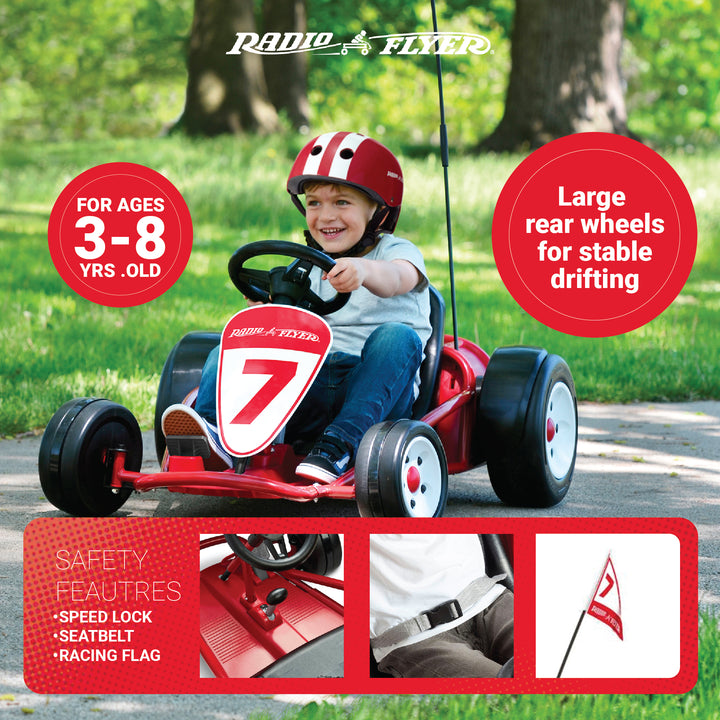 Radio Flyer 941HZ Battery-Powered Adjustable Kids Ultimate Outdoor Go-Kart, Red