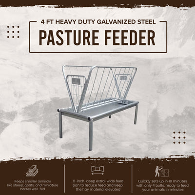 Rugged Ranch Products GV3PF 4 Ft Heavy Duty Galvanized Steel Pasture Feeder