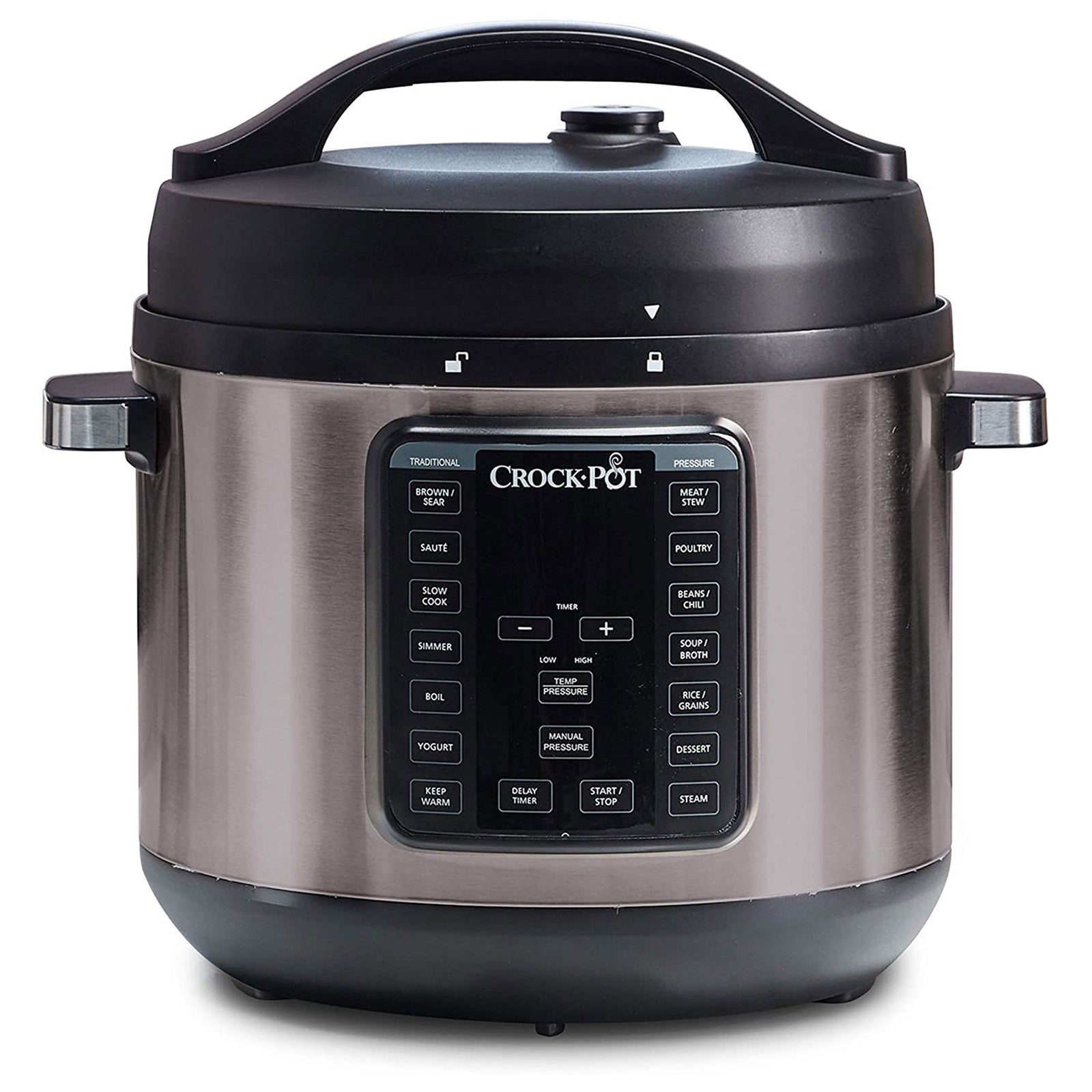 Crock-Pot 8 Quart 13 Program Stainless Steel Crock Pressure Cooker w/ Lid, Black - VMInnovations