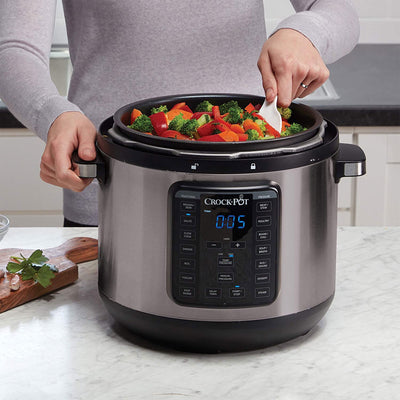 Crock-Pot 8 Quart 13 Program Stainless Steel Crock Pressure Cooker w/ Lid, Black - VMInnovations