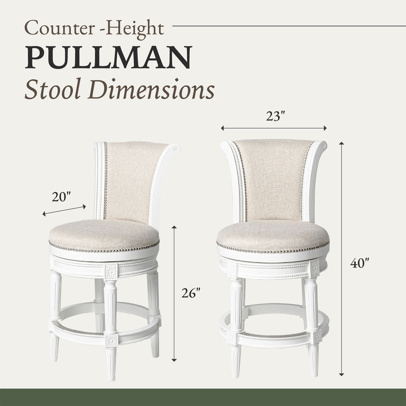 Maven Lane Pullman Stool, Alabaster White, Counter Height (Open Box) (2 Pack)