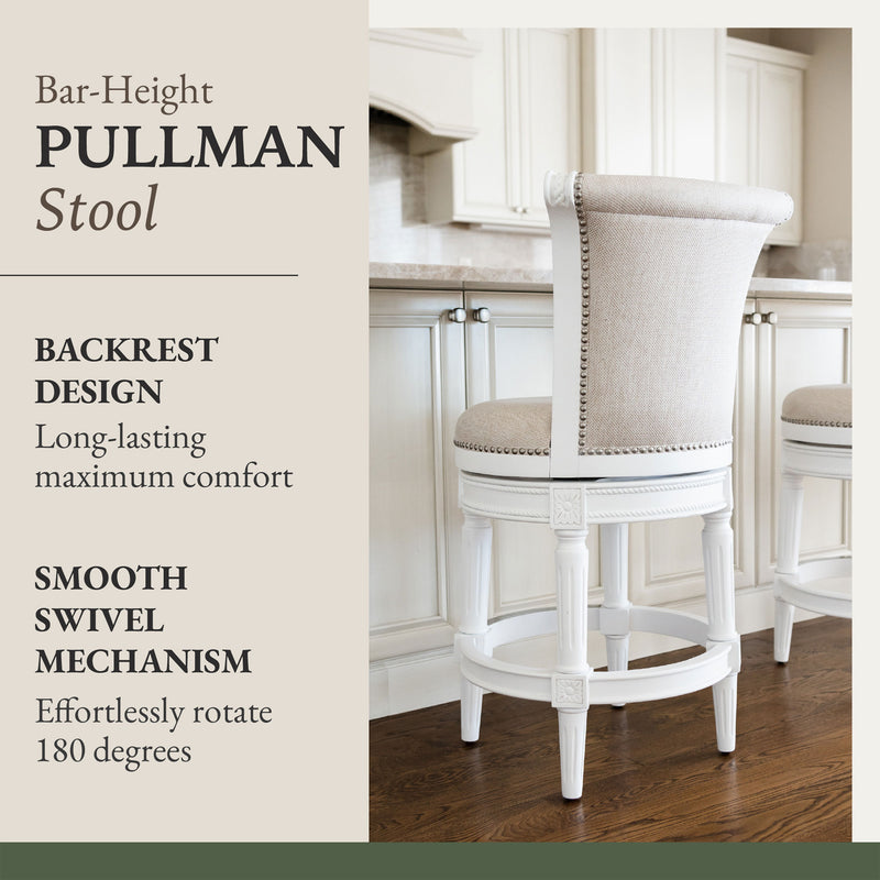 Maven Lane Pullman Swivel Stool Alabaster White, Bar Height (Used) (2 Pack)