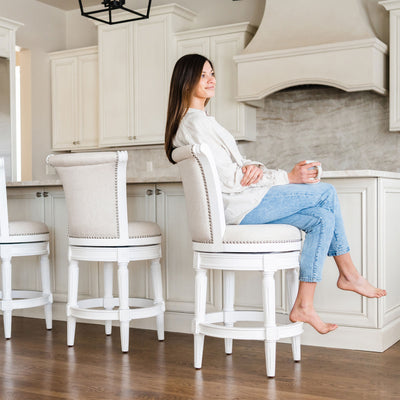 Maven Lane Pullman Swivel Stool Alabaster White, Bar Height (Used) (4 Pack)