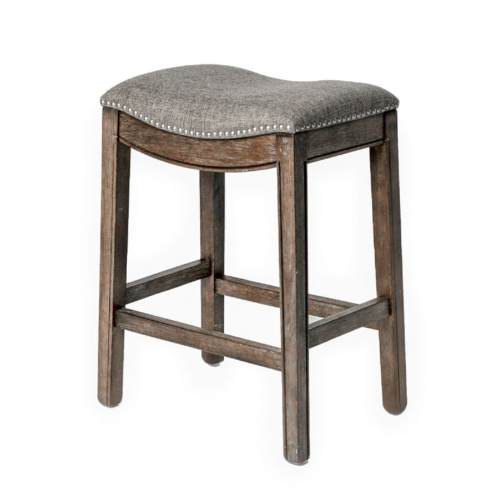 Maven Lane Backless Saddle Kitchen Counter Stool, Dark Walnut (Used)