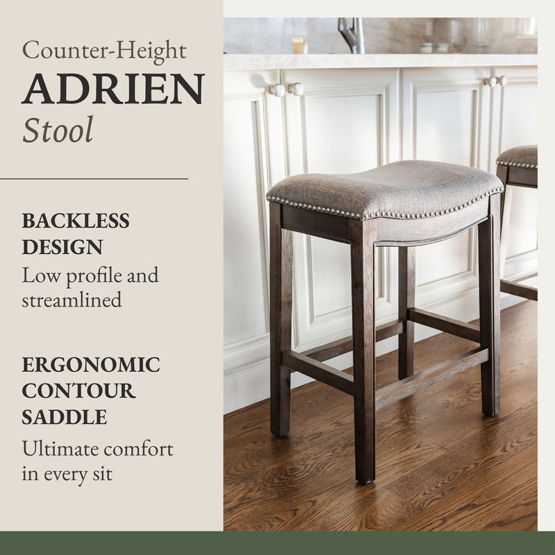 Maven Lane Adrien Saddle Backless Counter Stool Weathered Grey(Open Box)(2 Pack)