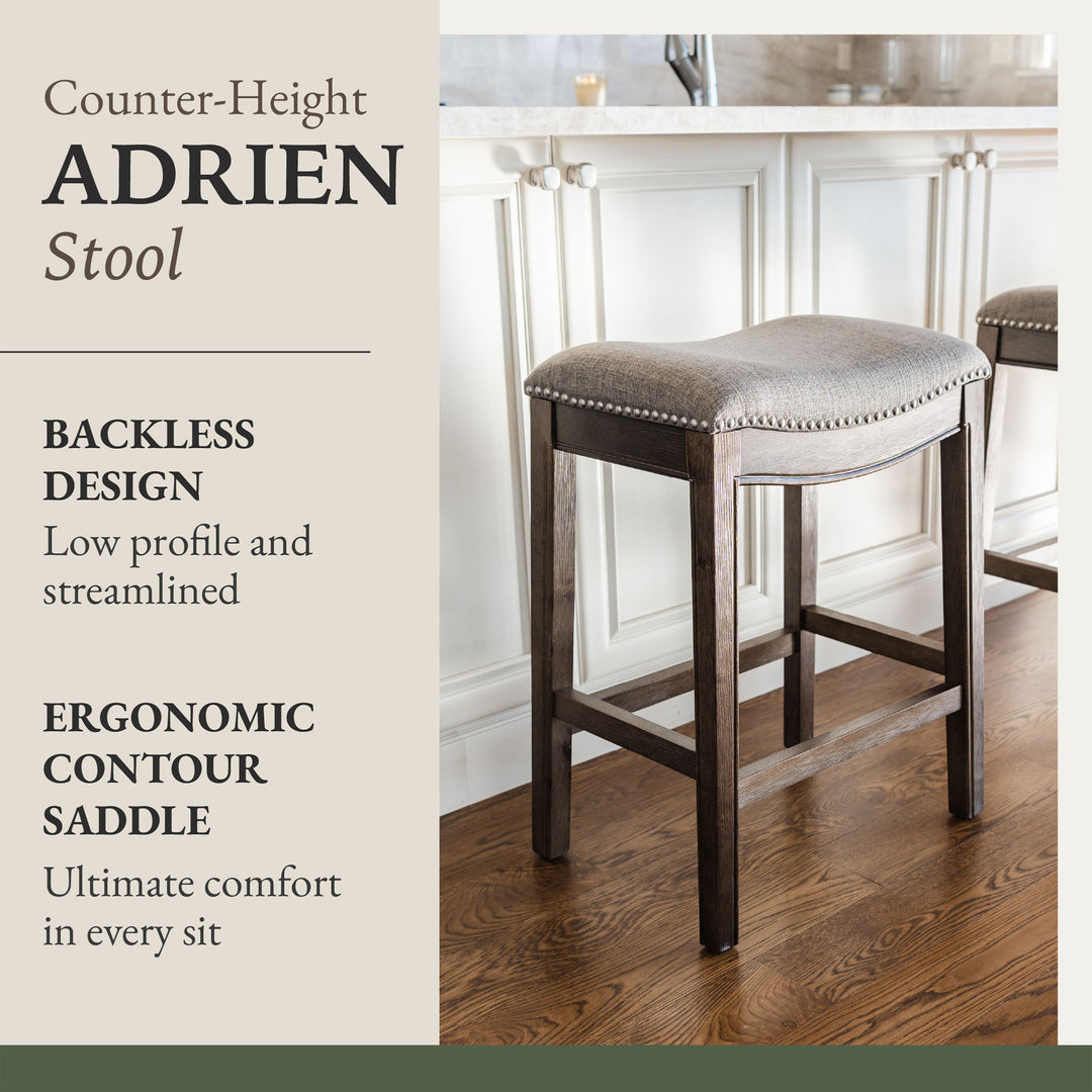 Maven Lane Adrien Saddle Counter Stool 25.7"H, Dark Walnut, (Open Box) (4 Pack) - VMInnovations